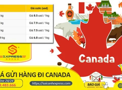 Bảng giá gửi hàng đi Canada