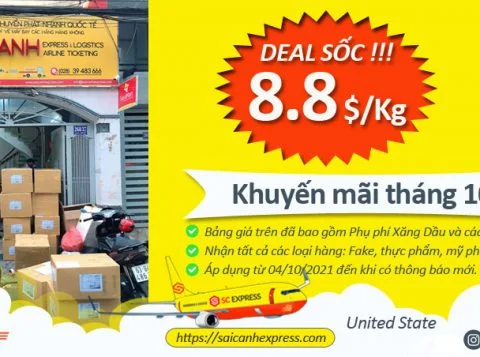 Gửi hàng đi Mỹ khuyến mãi tháng 10 năm 2021