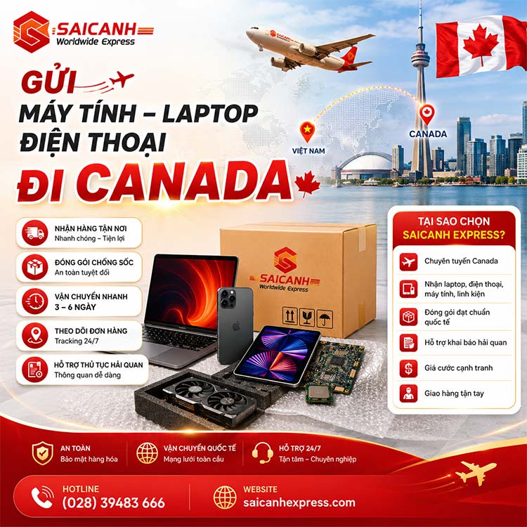 Vận chuyển máy tính Laptop điện thoại đi Canada