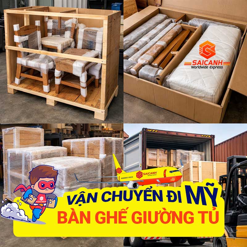 Vận chuyển bàn ghế giường tủ đi Mỹ