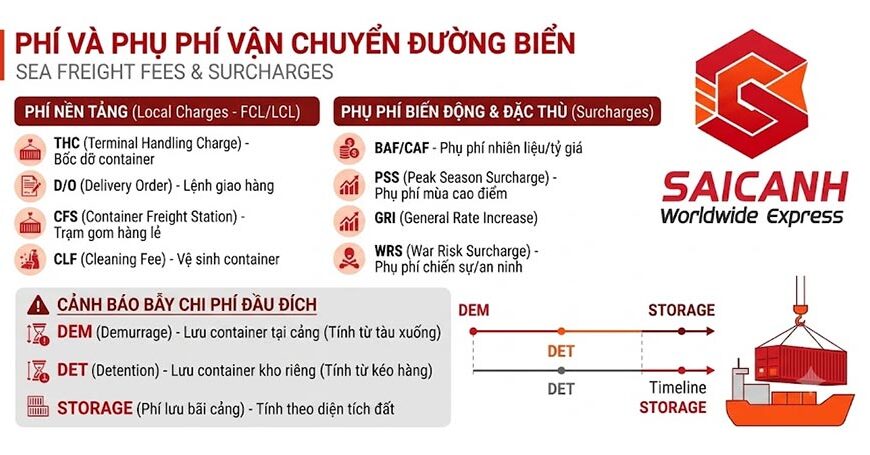 Tìm hiểu chi tiết phí và phụ phí trong vận chuyển đường Biển