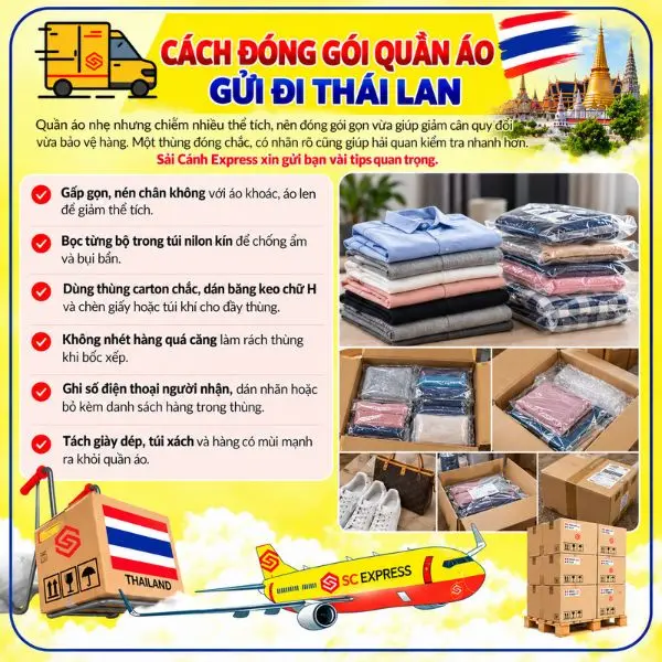Cách đóng gói quần áo gửi đi Thái Lan